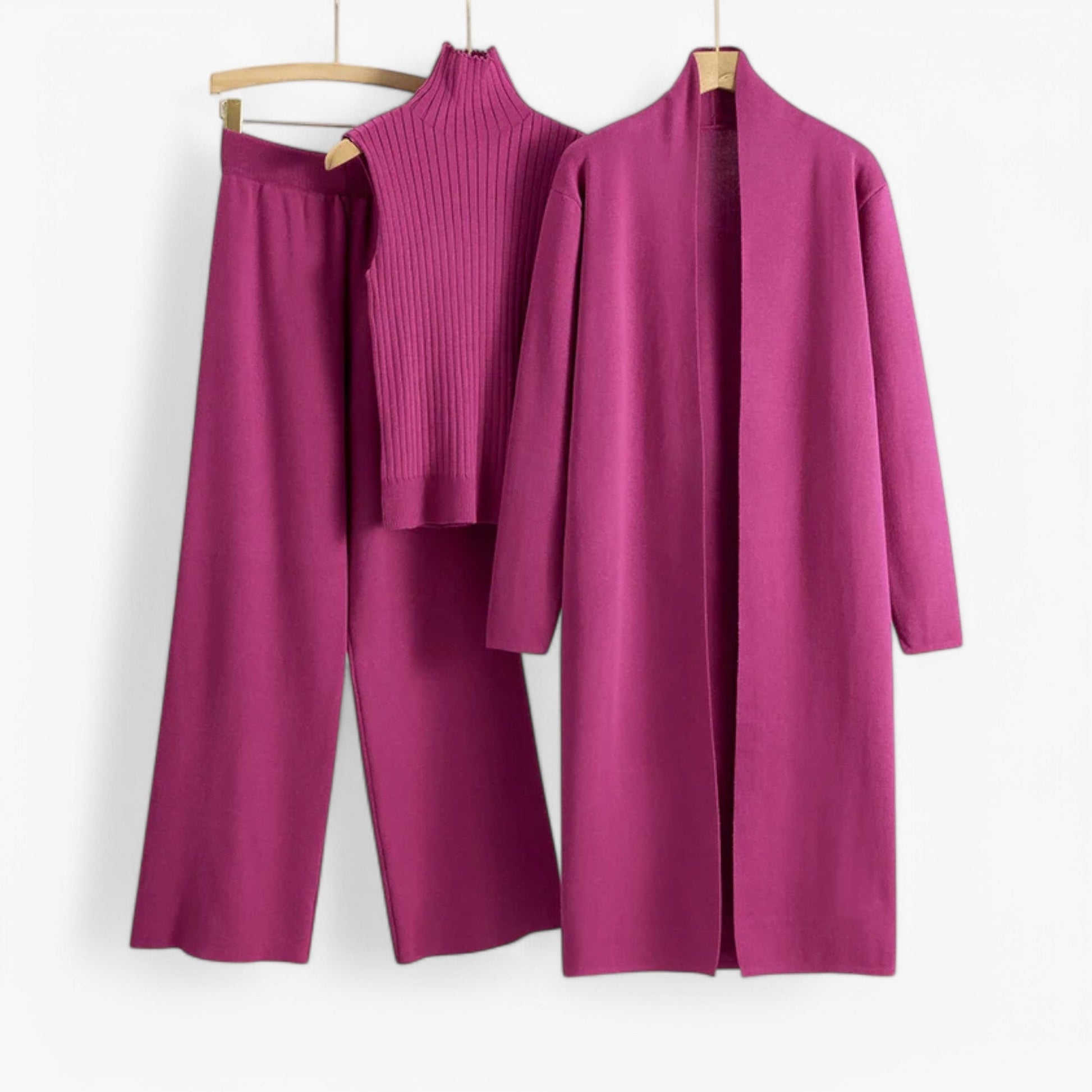 Ivy I Vintage Strikkesæt i 3 dele - Rosa En størrelse