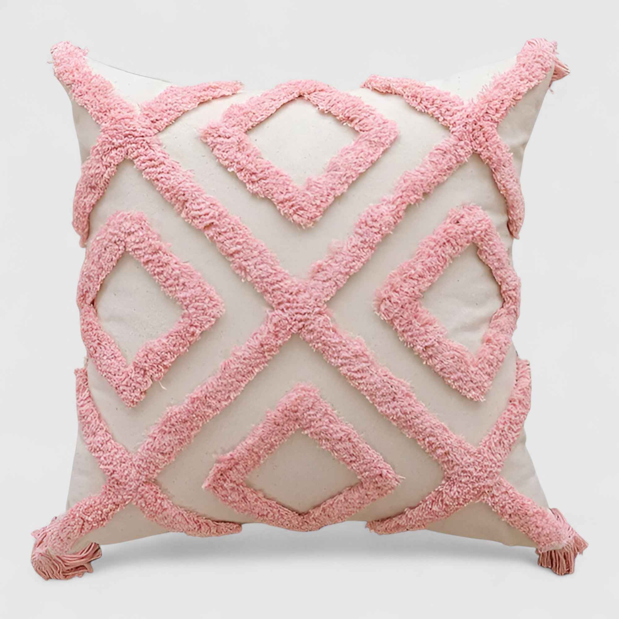 Coussins et Oreillers : Coussin Décoratif Rose Velours Capitonné dans 02 45x45cm de Marche Lino