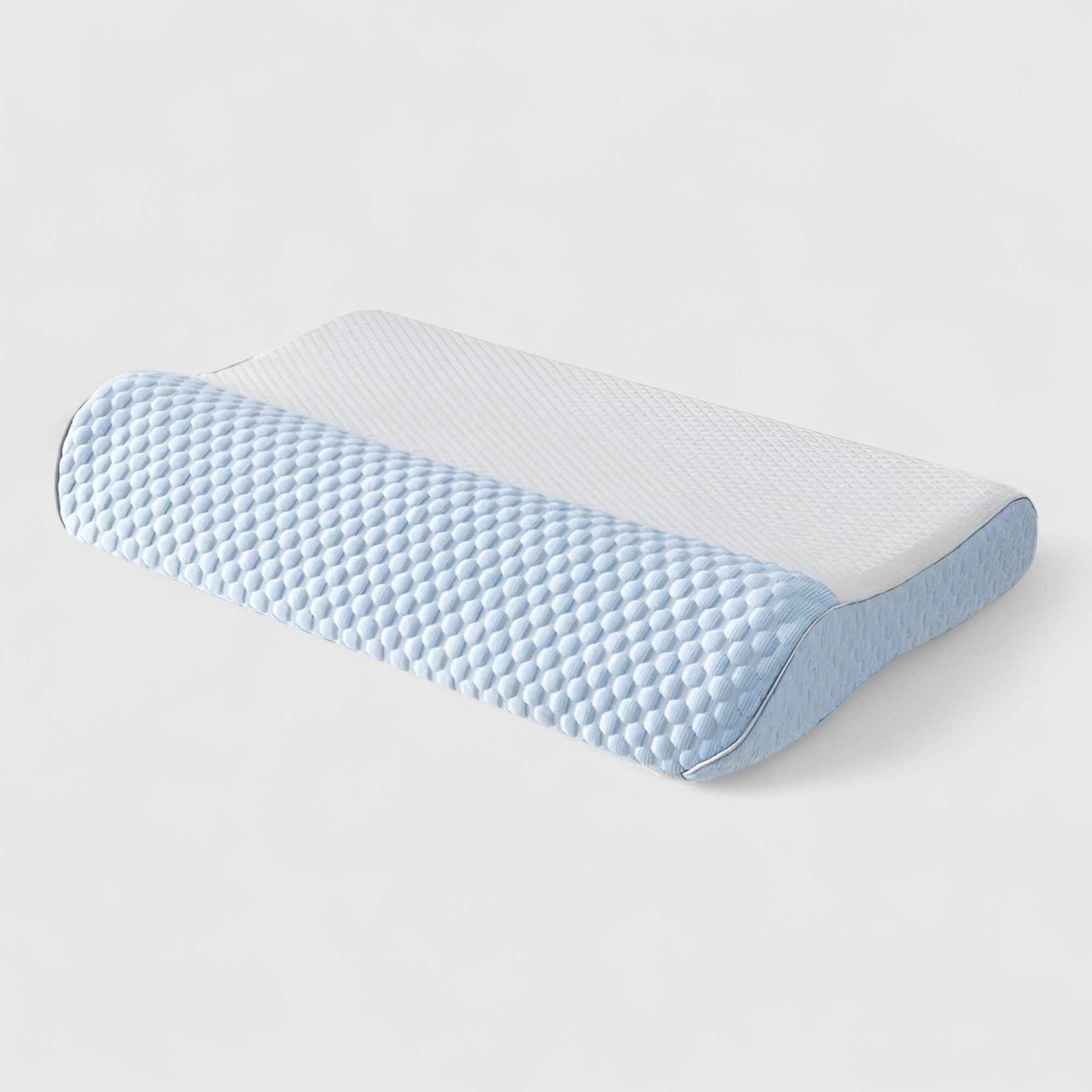 Coussins : Oreiller Homme en Latex Naturel avec Housse en Coton dans Bleu 40x60x8cm de Marche Lino