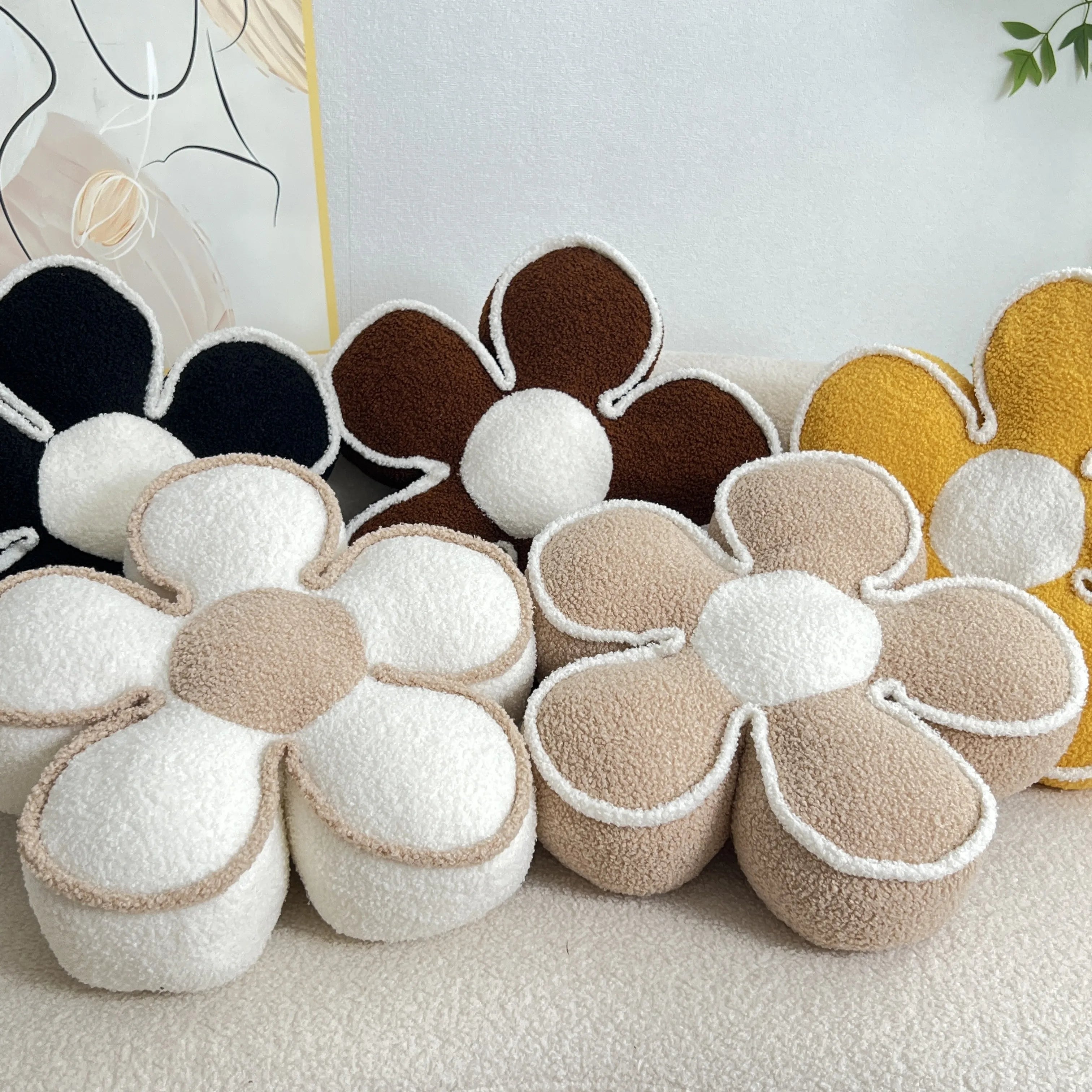 Coussins décoratifs : Coussin Décoratif en Forme de Tournesol Coton dans de Marche Lino