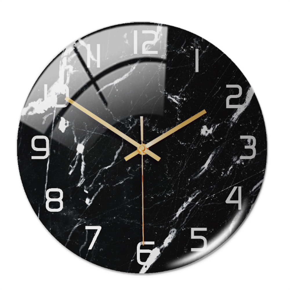 Wall Clocks : Horloge Murale Silencieuse Ø30cm, Effet Marbre Blanc Luxe Moderne pour Salon/Bureau dans de Marche Lino