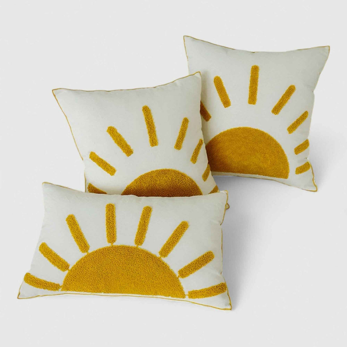 Housses de coussin : Housse de Coussin Jaune en Coton avec Motif dans de Marche Lino
