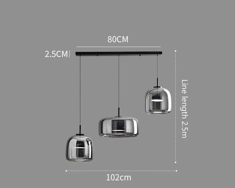: Suspension de Luxe Verre et Métal dans Design 3 Long - Noir de Marche Lino