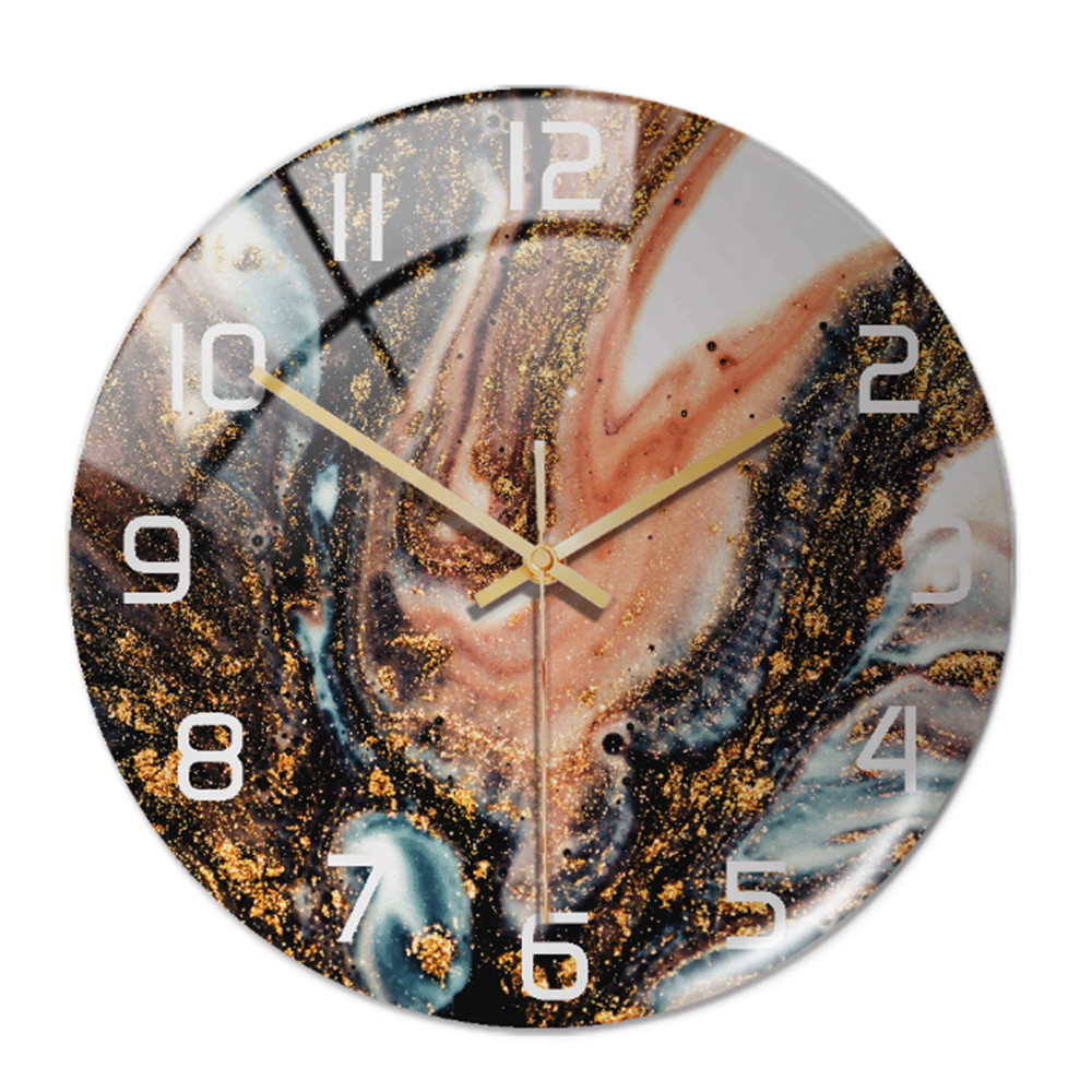 Wall Clocks : Horloge Murale Silencieuse Ø30cm, Effet Marbre Blanc Luxe Moderne pour Salon/Bureau dans de Marche Lino