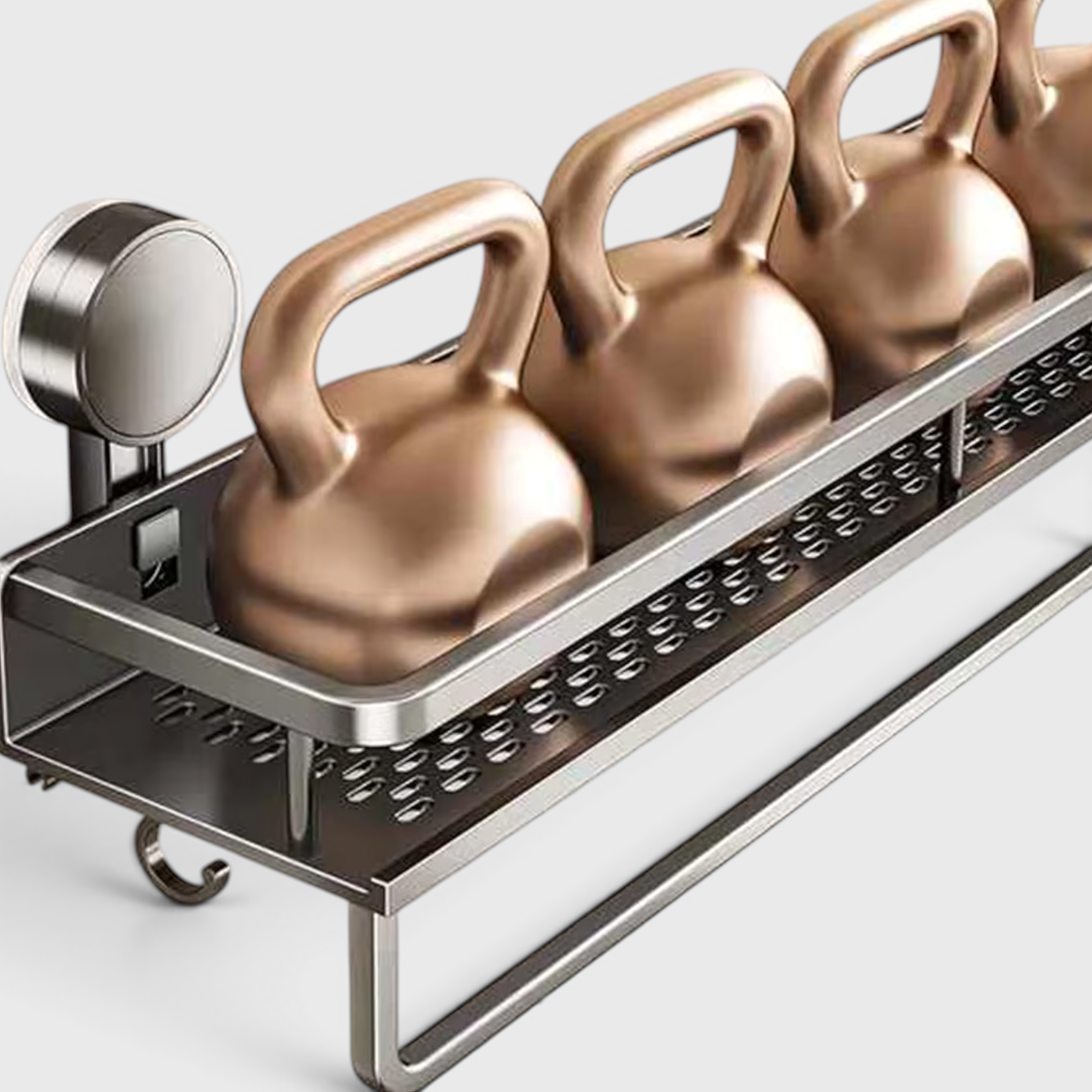 Étagère de salle de bain en aluminium avec ventouses - Étagère murale avec crochets
