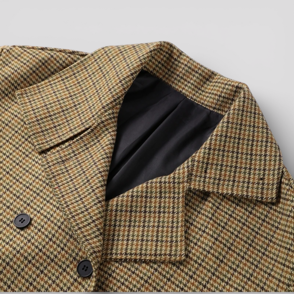 Veste Femme à Carreaux Double Boutonnage