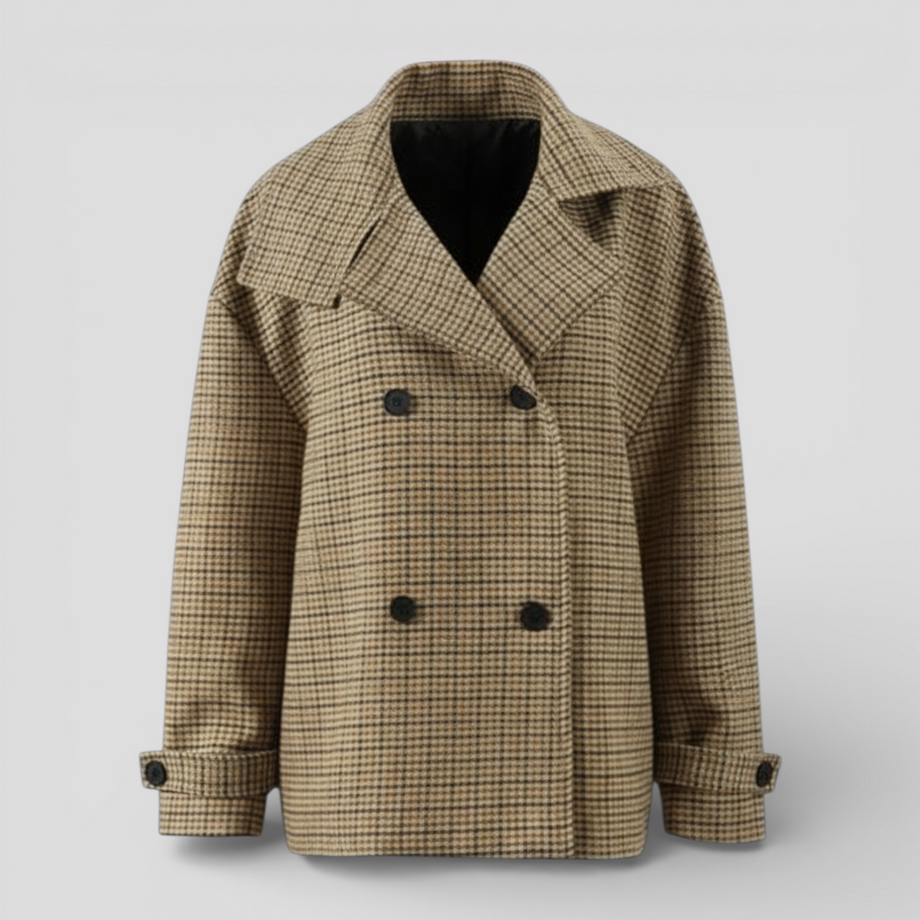 Veste Femme à Carreaux Double Boutonnage