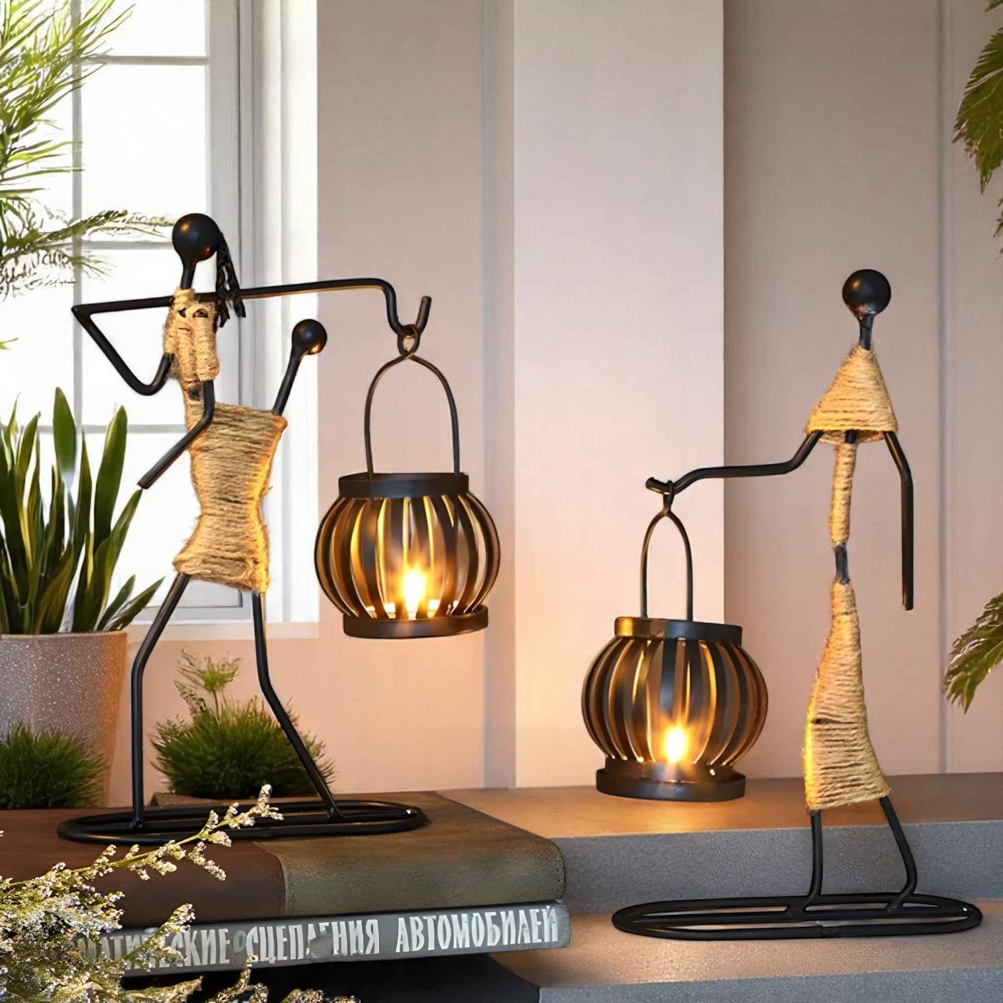 Supports de bougies : Bougeoir en Fer Métal pour une Décoration dans de Marche Lino