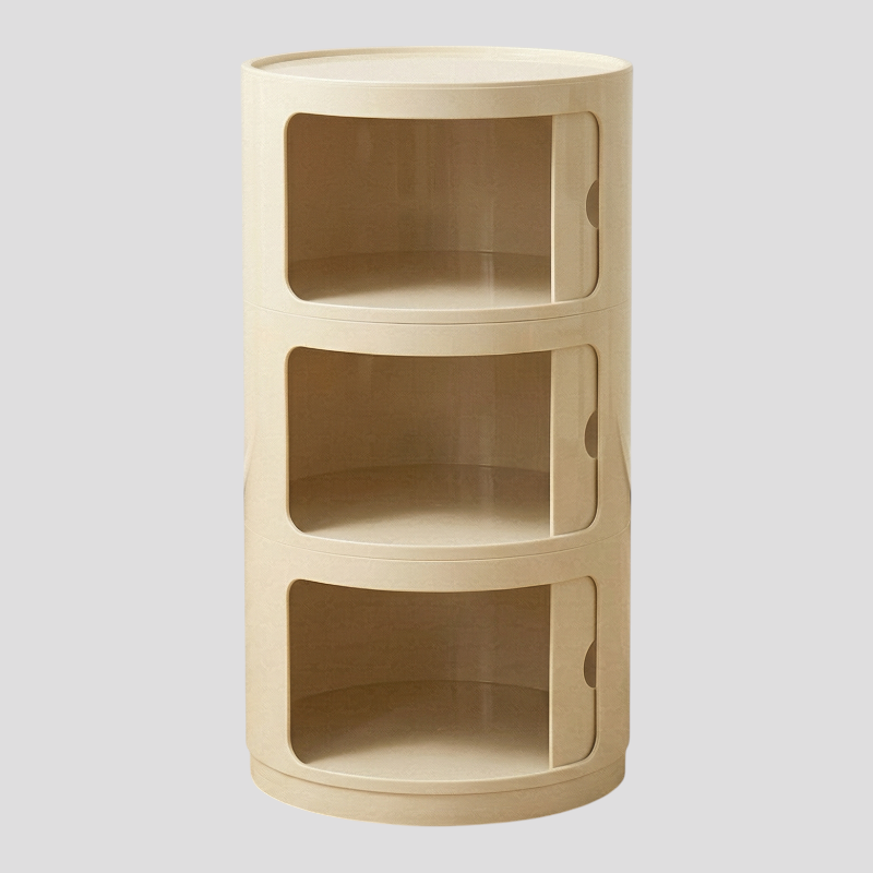 Table Homme de chevet ronde en plastique – 3 compartiments, H 58 cm x Ø 32 cm