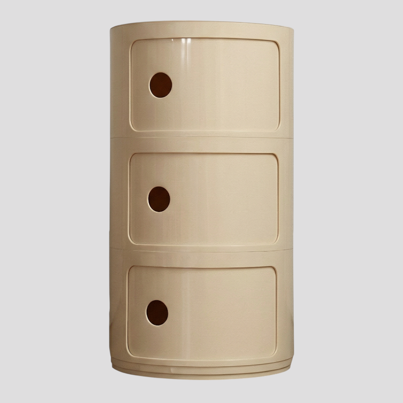 Table Homme de chevet ronde en plastique – 3 compartiments, H 58 cm x Ø 32 cm