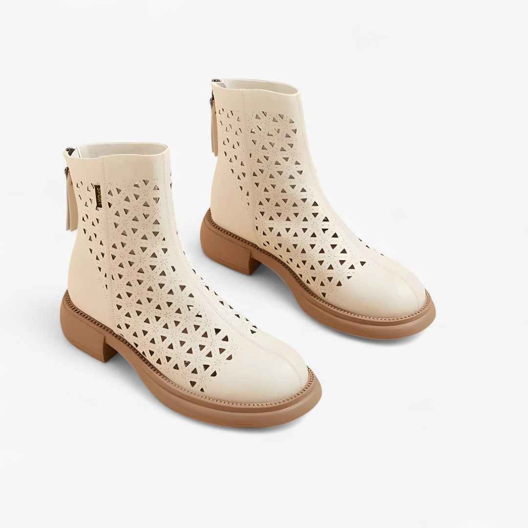 Shoes : Bottes d'été avec plateforme perforée et zip arrière dans de Marche Lino