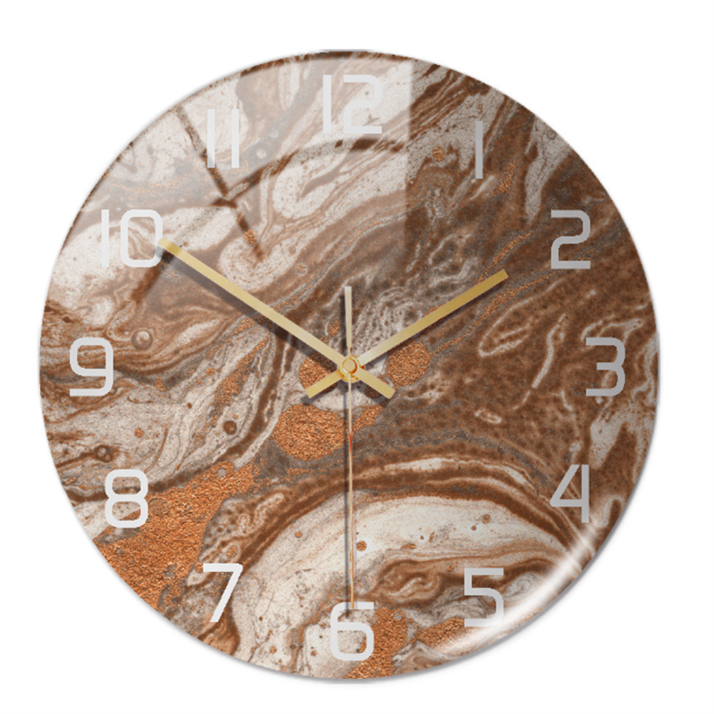 Wall Clocks : Horloge Murale Silencieuse Ø30cm, Effet Marbre Blanc Luxe Moderne pour Salon/Bureau dans de Marche Lino