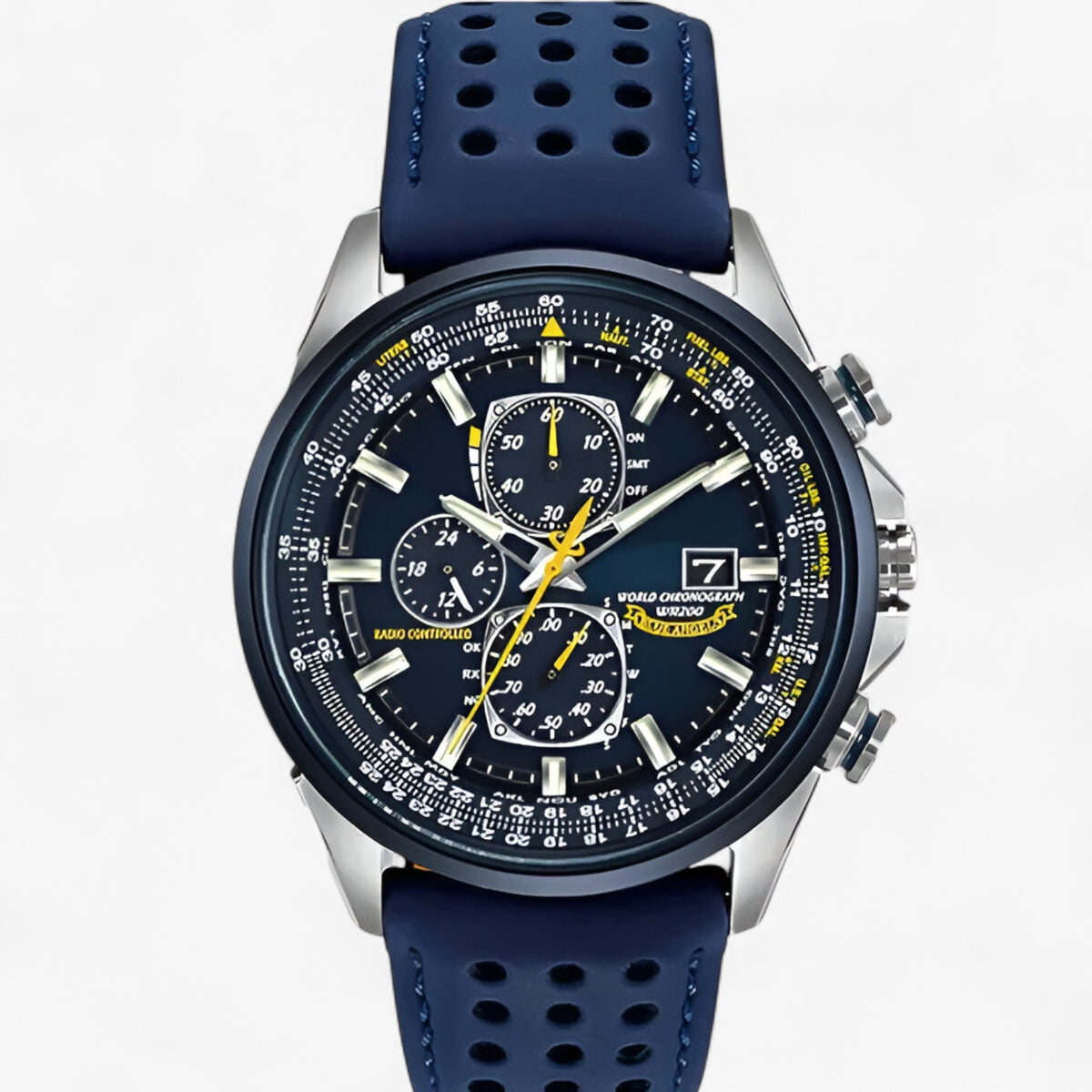 Watch : Montre Chronographe Homme MultiSteel 42mm – Acier Argenté, Cadran Bleu dans de Marche Lino
