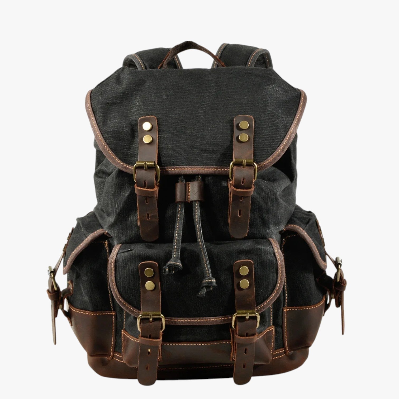 Sac à dos Randonnée Toile et Cuir Grande Capacité Homme