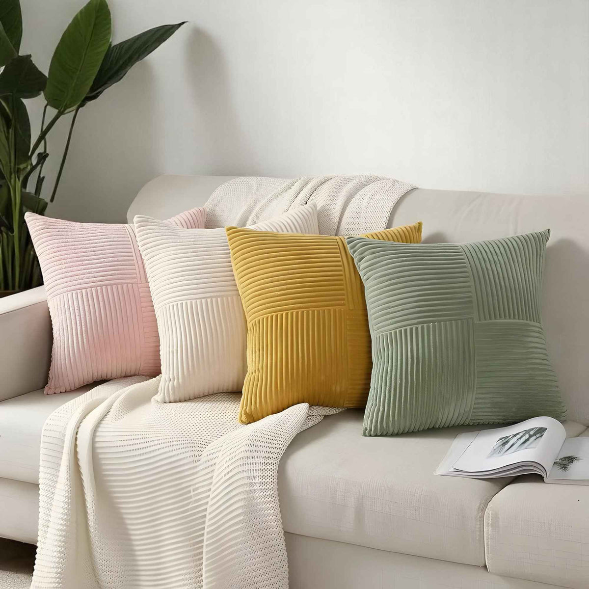 Housses de coussin : Housse de Coussin Velours Côtelé Accessoires De Maison dans de Marche Lino