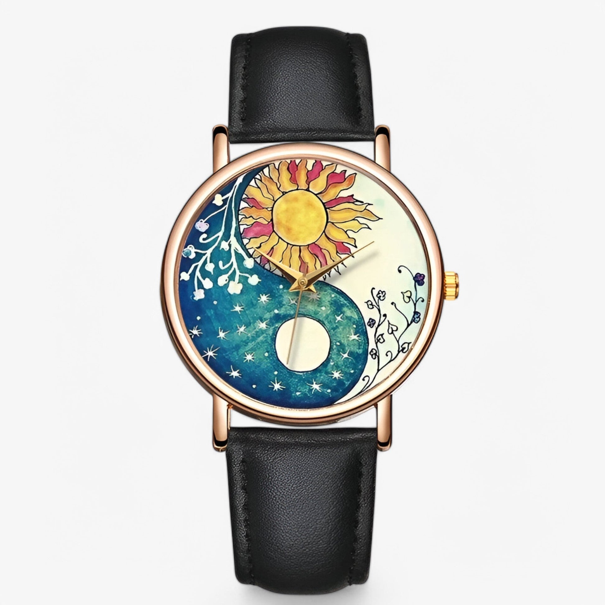 Montre à la mode en cuir véritable au design original et résistante à l'eau