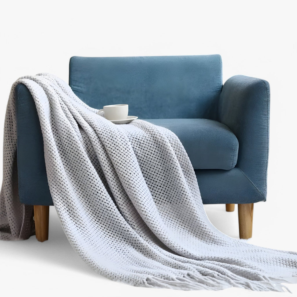 Plaid tricoté douillet – doux, chaud et élégant avec des franges Homme
