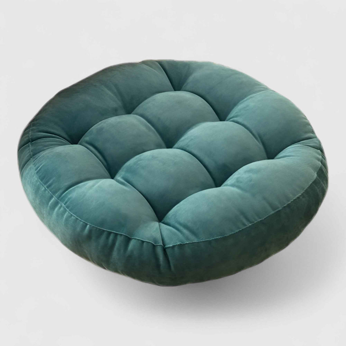 Coussins : Coussin de Sol Rond en Chenille Épais pour Méditation et Détente dans Bleu eau de Marche Lino