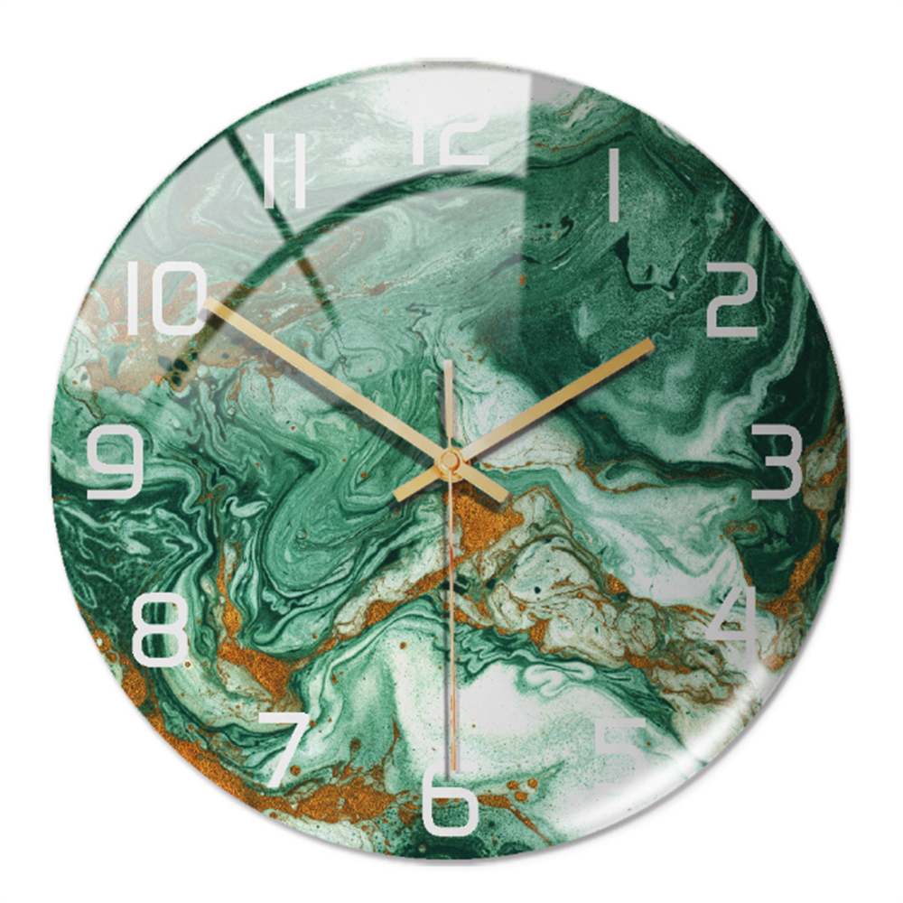 Wall Clocks : Horloge Murale Silencieuse Ø30cm, Effet Marbre Blanc Luxe Moderne pour Salon/Bureau dans de Marche Lino