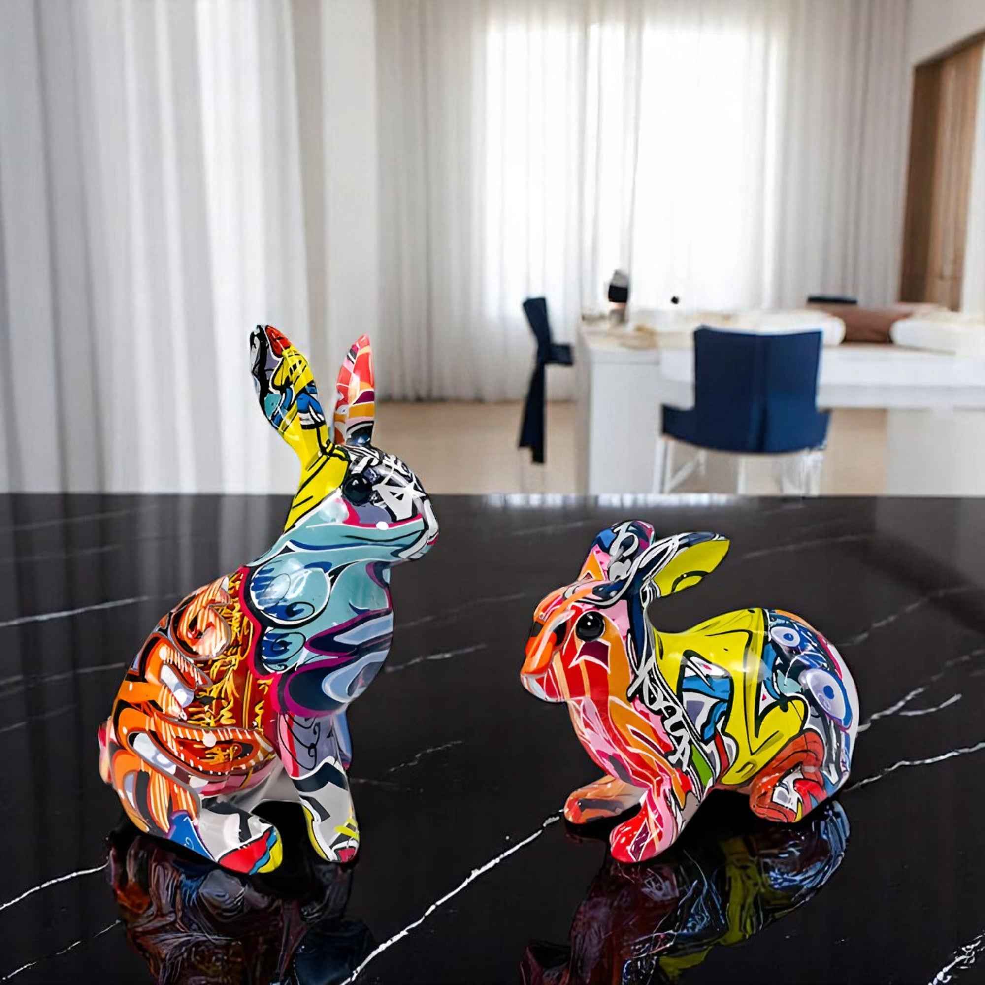 Figurines et Statues : Ornement de Table Lapin en Résine Multicolore dans de Marche Lino