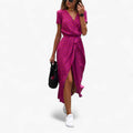 Robe Élégante Femme Nery avec Décolleté en V Profond, Robe de Soirée Estivale Décontractée