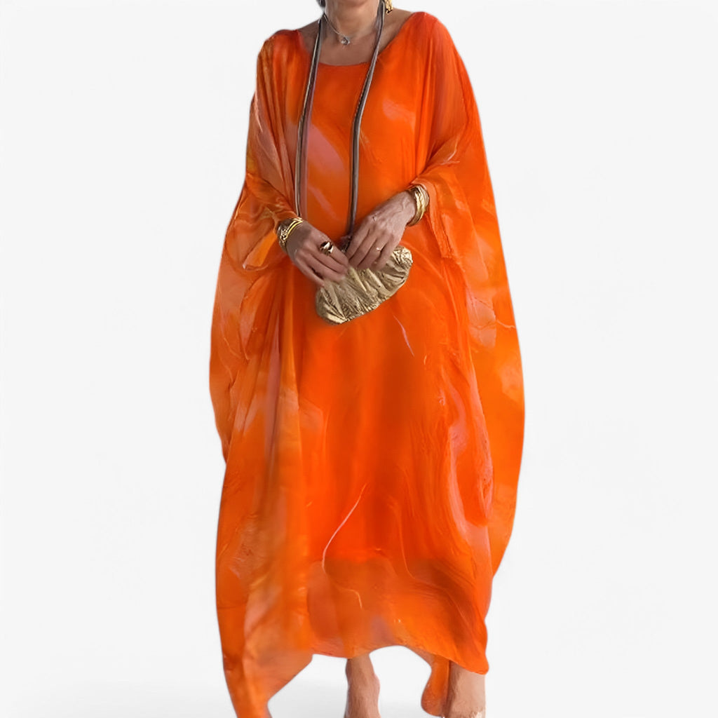 Maxi Robe Femme Effet Marbre Élégante - Robe Longue d'Été Unique