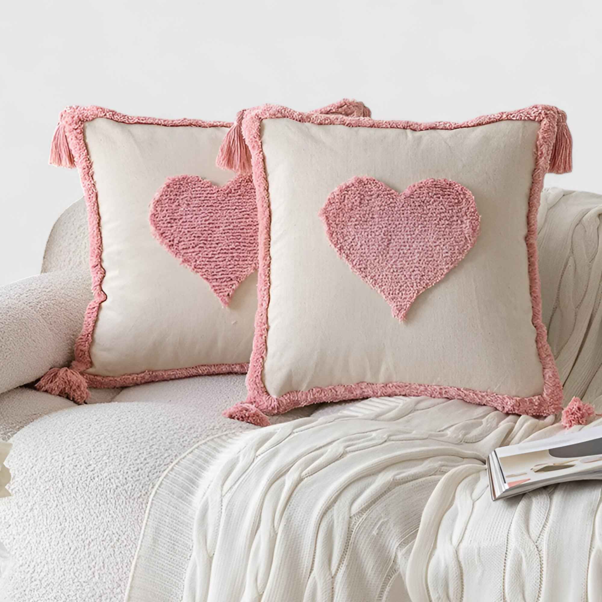 Coussins et Oreillers : Coussin Décoratif Rose Velours Capitonné dans de Marche Lino