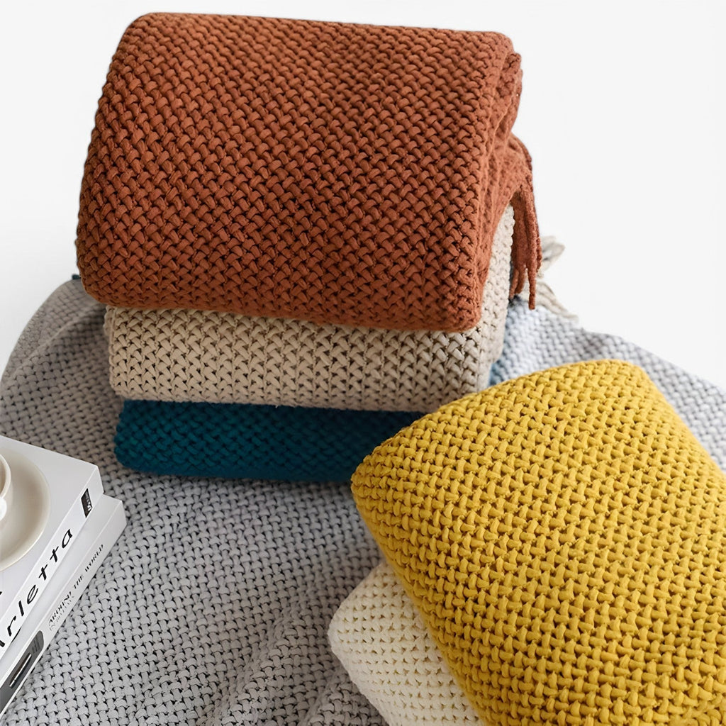Plaid tricoté douillet – doux, chaud et élégant avec des franges Homme
