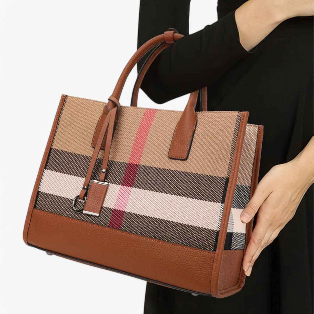 Sac en Toile Rayé - Spacieux et Polyvalent Or Femme