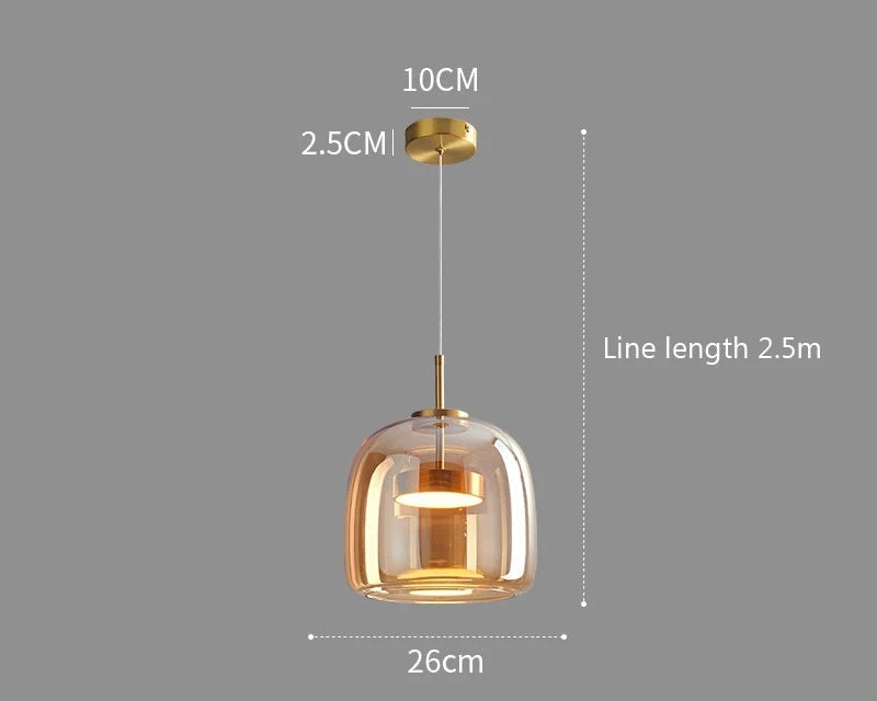 : Suspension de Luxe Verre et Métal dans Design A 26cm - Or de Marche Lino