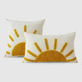 Housse de Coussin Jaune en Coton avec Motif