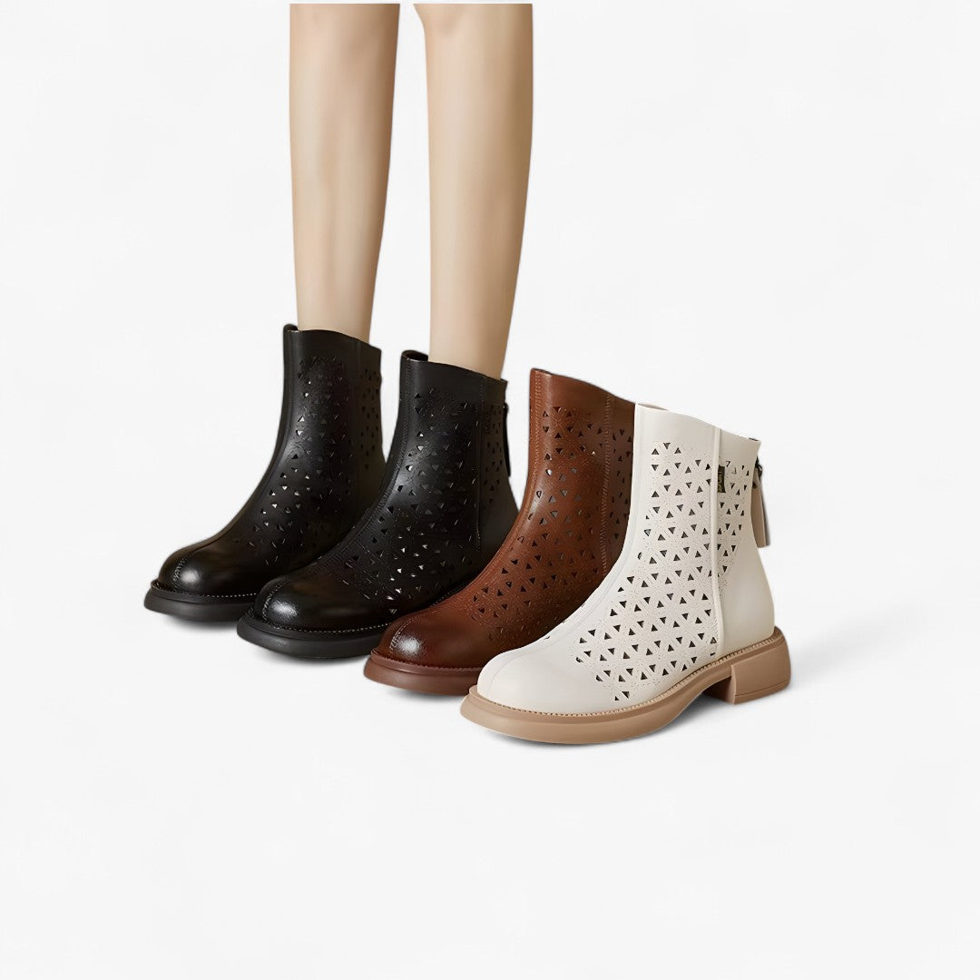 Shoes : Bottes d'été avec plateforme perforée et zip arrière dans de Marche Lino