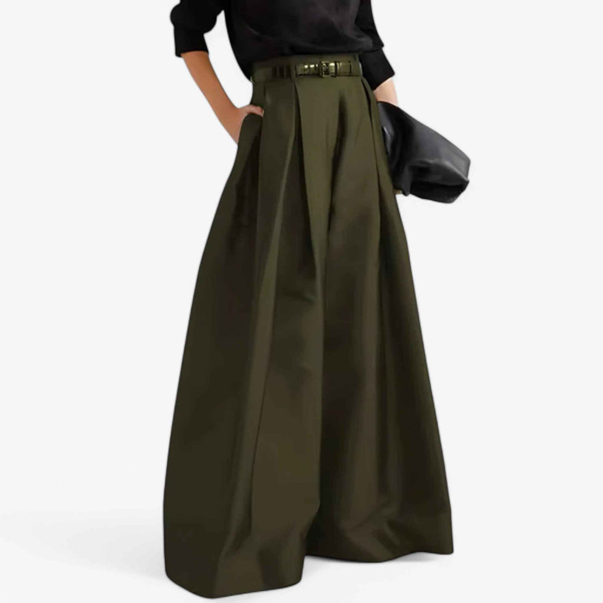 Pants : Pantalons Femme Doux en Coton Élastique S-XL - Confort et Style, Divers Couleurs dans Vert militaire de Marche Lino