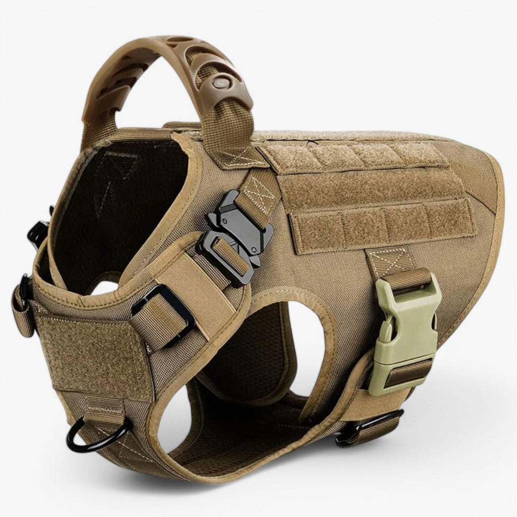 Harnais Tactique Militaire Noir en Nylon Réglable pour Grands Chiens avec Gilet et Poignée