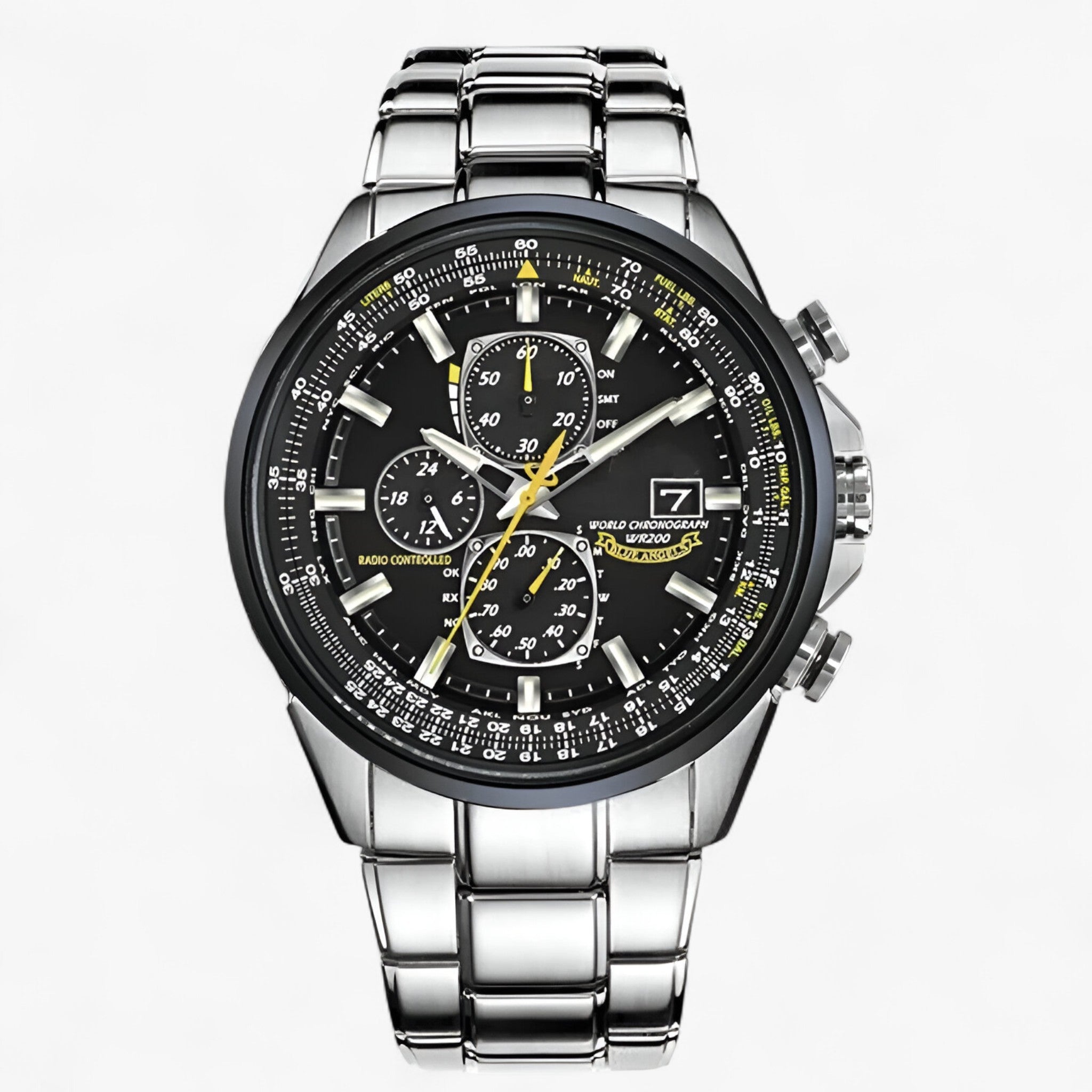 Watches : Montre Chronographe Homme MultiSteel 42mm, Acier Argent avec Cadran Bleu Élégant dans 3 boutons noir acier de Marche Lino