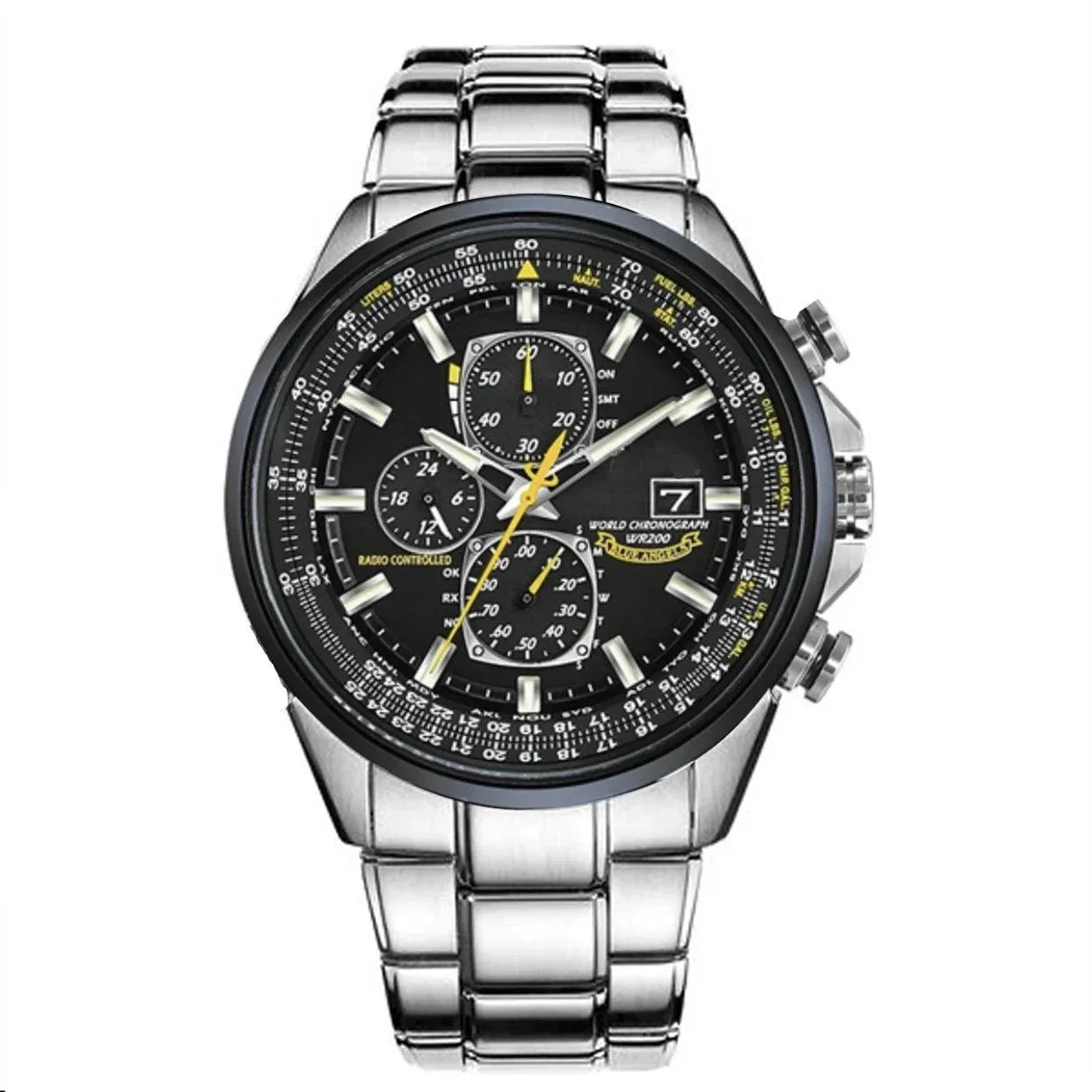 Montre Chronographe Homme MultiSteel - 42mm Acier inoxydable - Cuir marron café/noir
