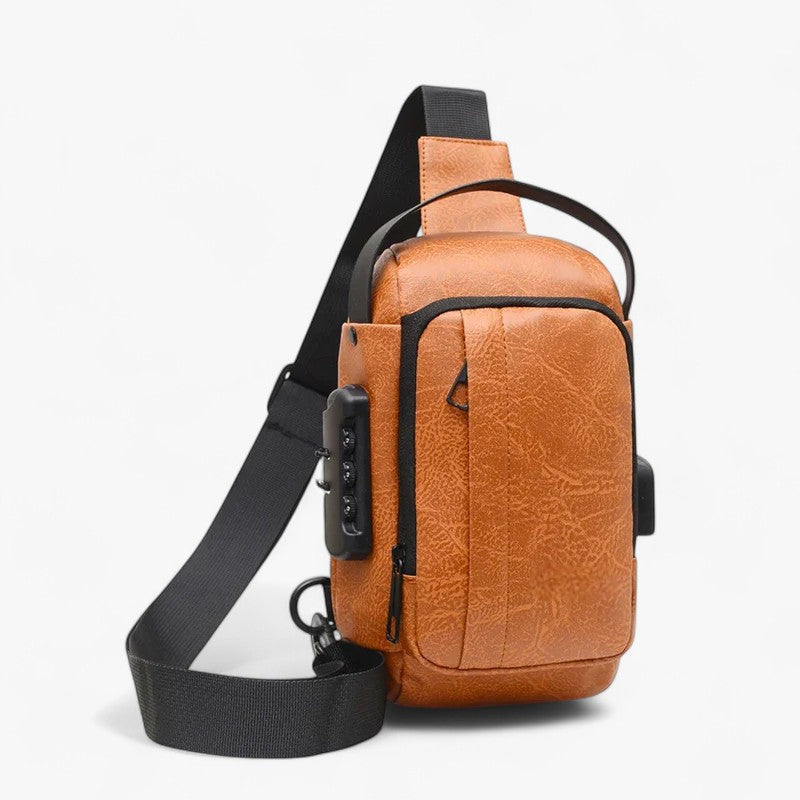 Bags : Sac Besace Antivol Homme avec Port USB dans Marron Clair de Roselva