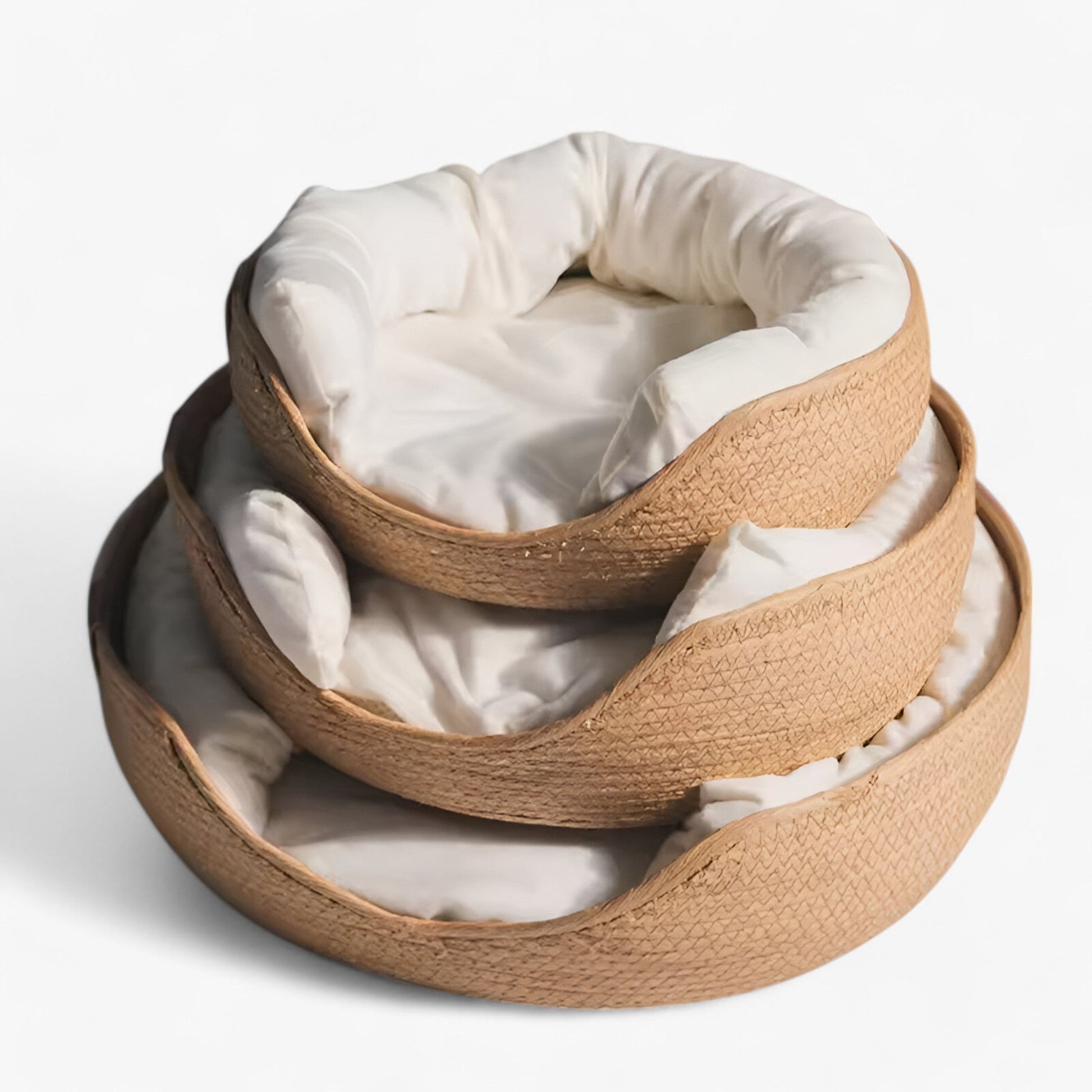 Panier-lit Écologique en Bambou Tressé à la Main pour Chiens et Chats, Naturel et Résistant