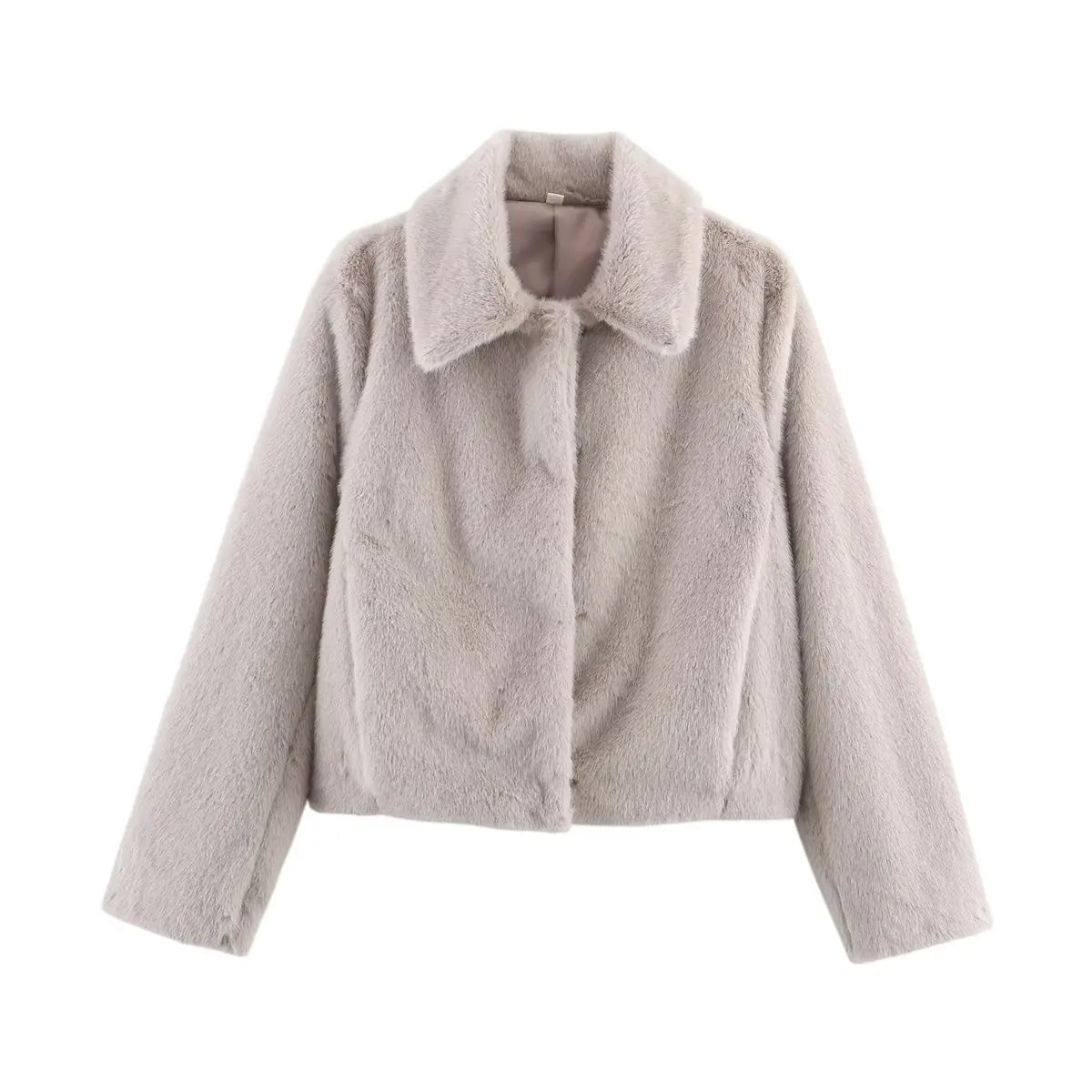 Jackets : Veste Longue Femme avec Col Revers et Détail Boutons dans Gris Beige de Roselva