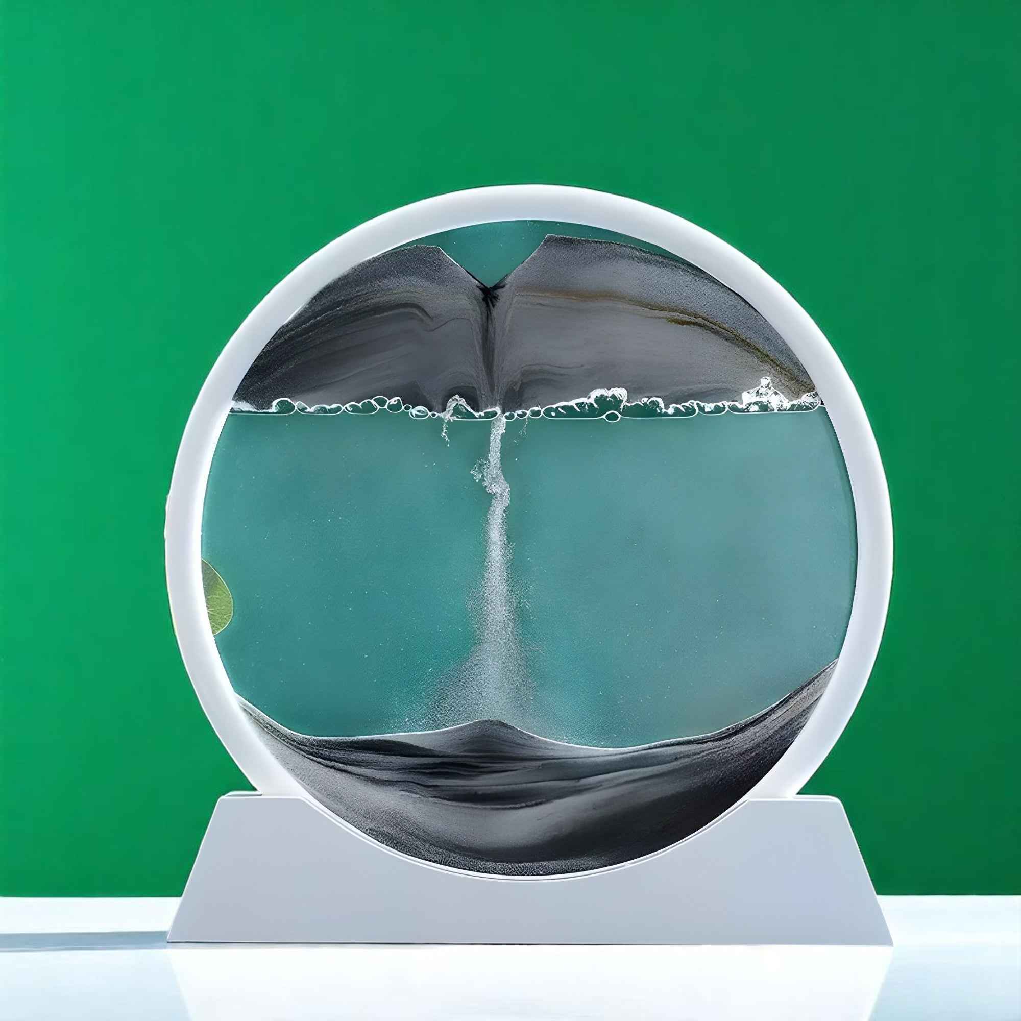 Art de sable : Tableau Sable Mouvant 3D Décoratif en Verre - Paysage Relaxant pour Bureau/Maison dans Noir de Marche Lino