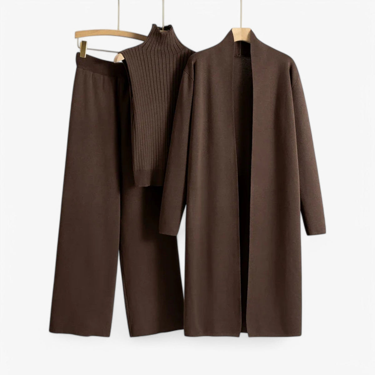Loungewear Set : Ensemble de tricot vintage Ivy I en 3 pièces dans Café Taille unique de Concept Odense