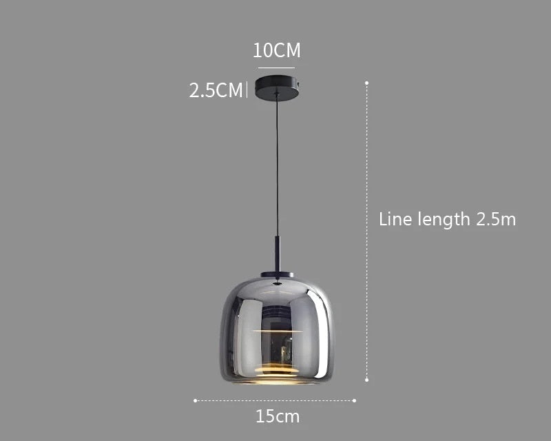 : Suspension de Luxe Verre et Métal dans Design B 15cm - Noir de Marche Lino