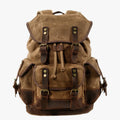 Sac à dos Randonnée Toile et Cuir Grande Capacité Homme