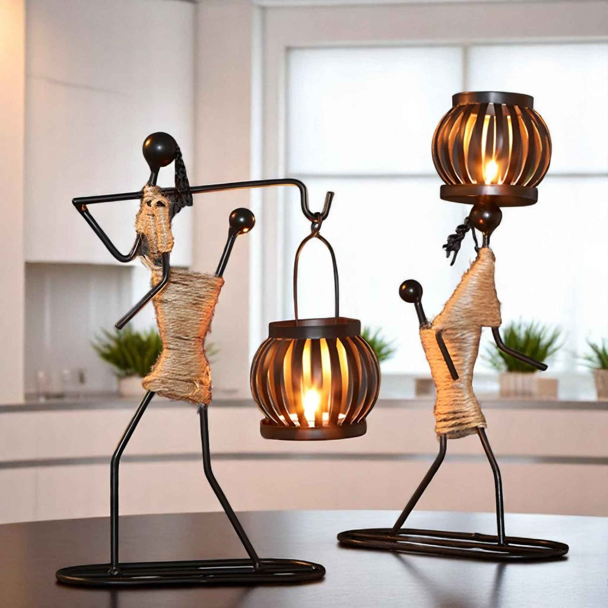 Supports de bougies : Bougeoir en Fer Métal pour une Décoration dans de Marche Lino
