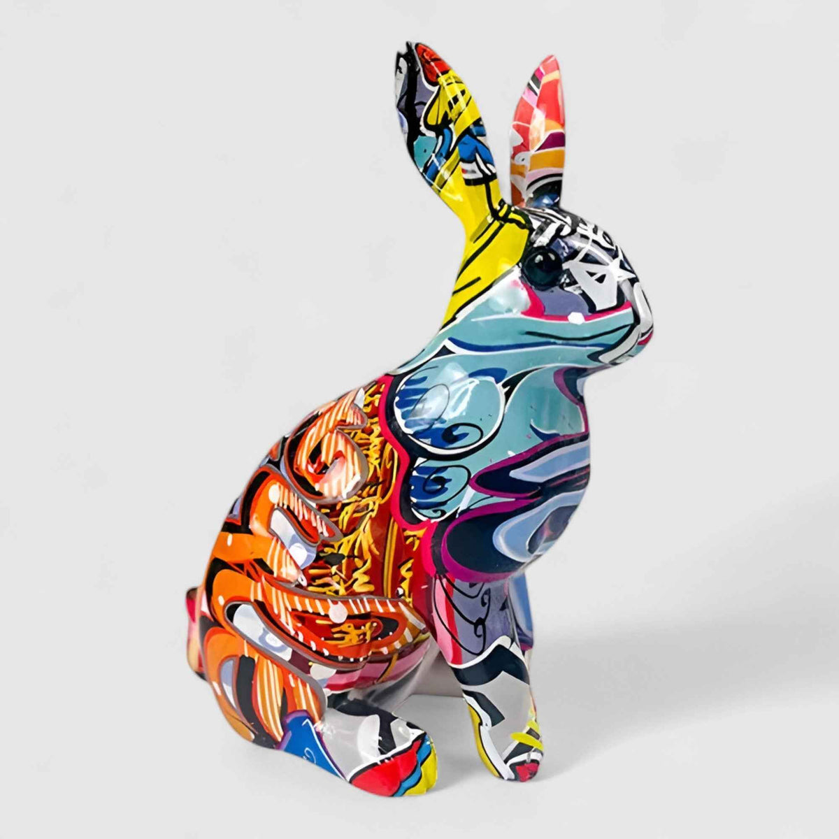 Figurines et Statues : Ornement de Table Lapin en Résine Multicolore dans Support 21cm de haut de Marche Lino