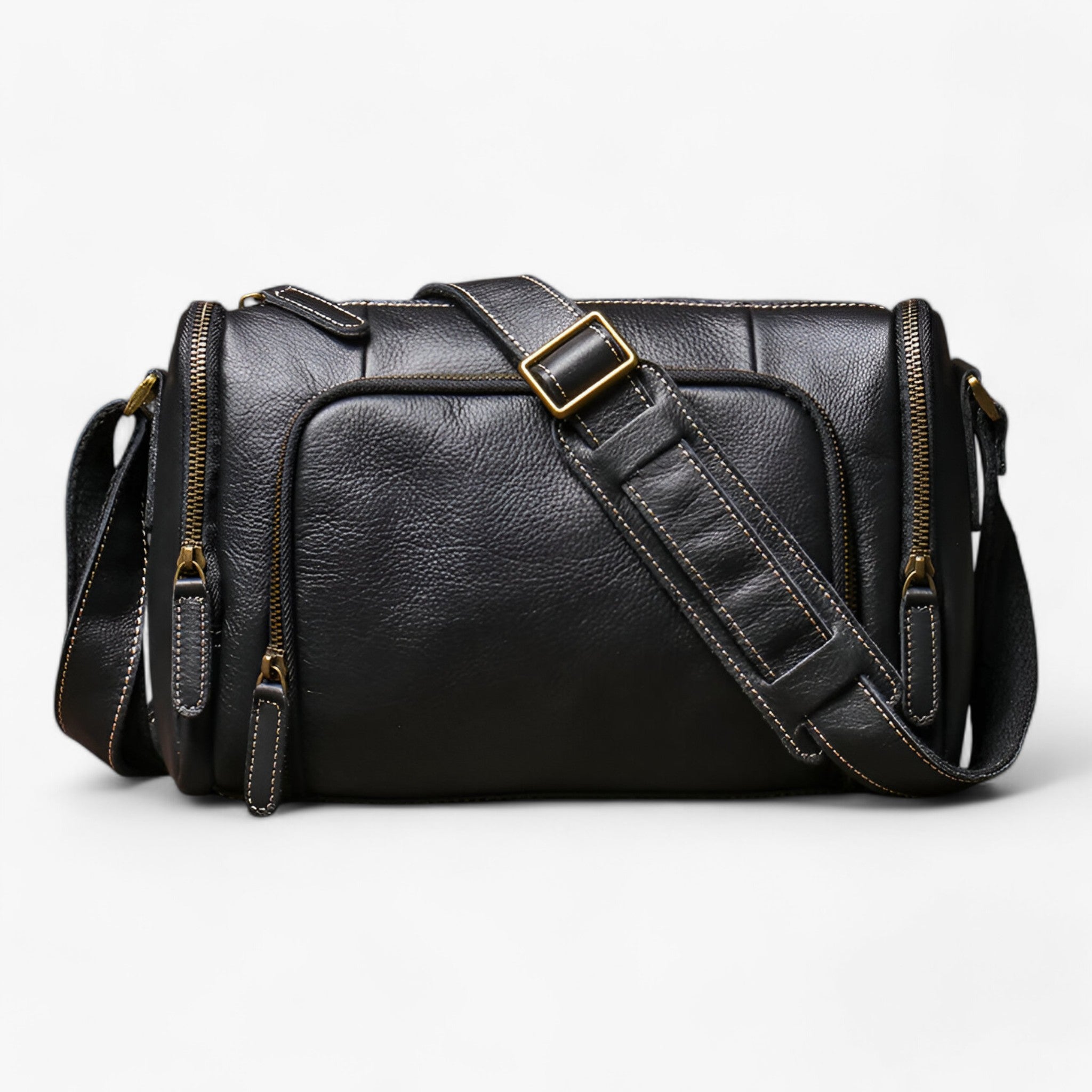 Bags : Sac à Bandoulière Femme Benjamin - Vintage Multifonction Style Rétro dans Nero de Marche Lino