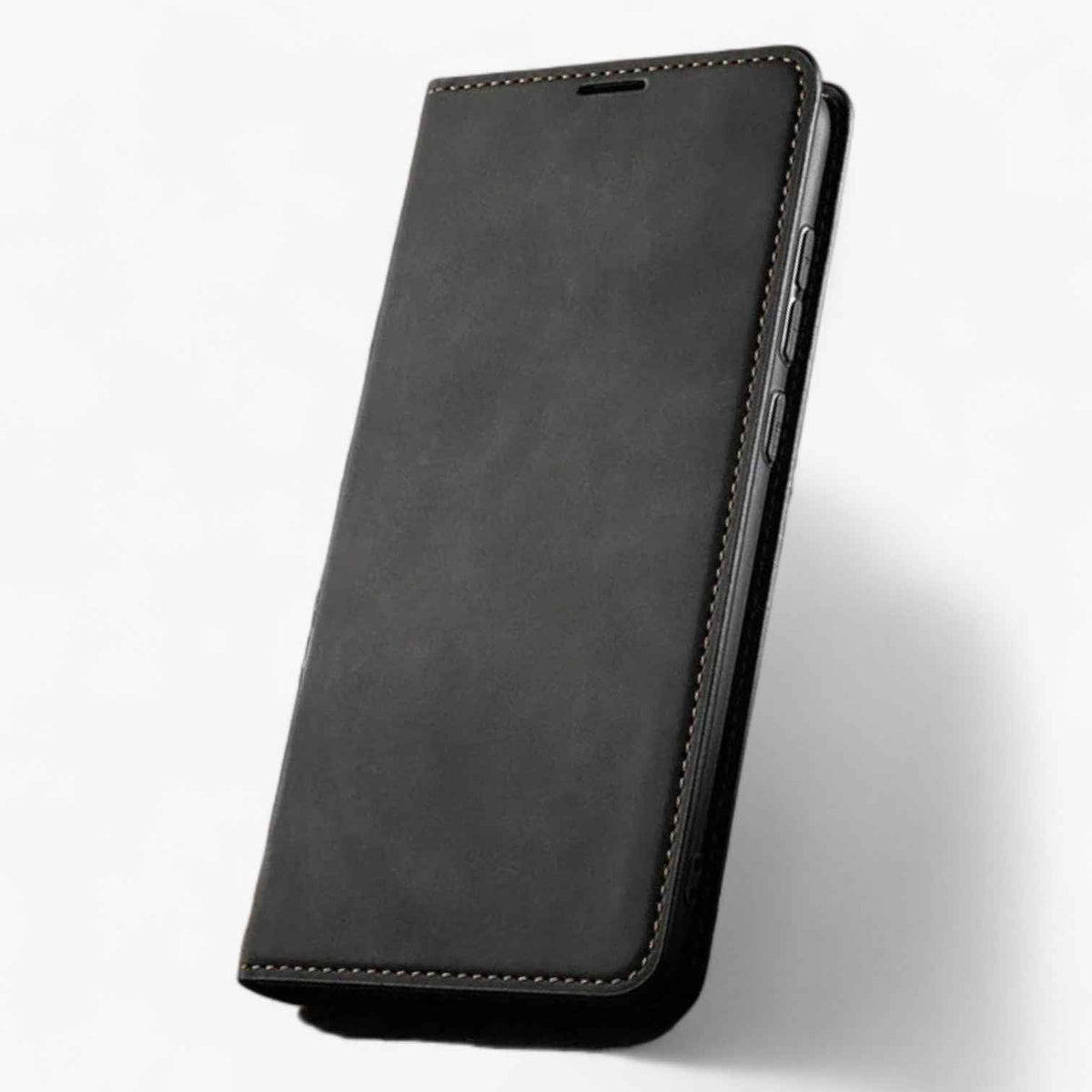 Étui en cuir magnétique pour iPhone 15 Pro Max - Noir avec Porte-cartes