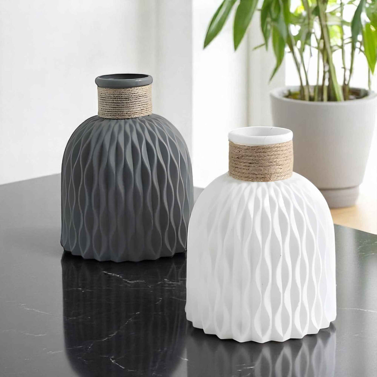 Vases : Vase Décoratif en Plastique Tressé Accessoires De Jardin dans de Marche Lino