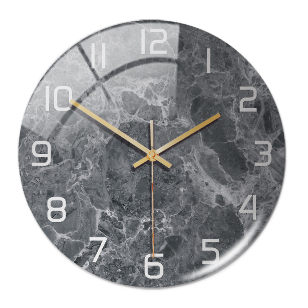 Wall Clocks : Horloge Murale Silencieuse Ø30cm, Effet Marbre Blanc Luxe Moderne pour Salon/Bureau dans de Marche Lino