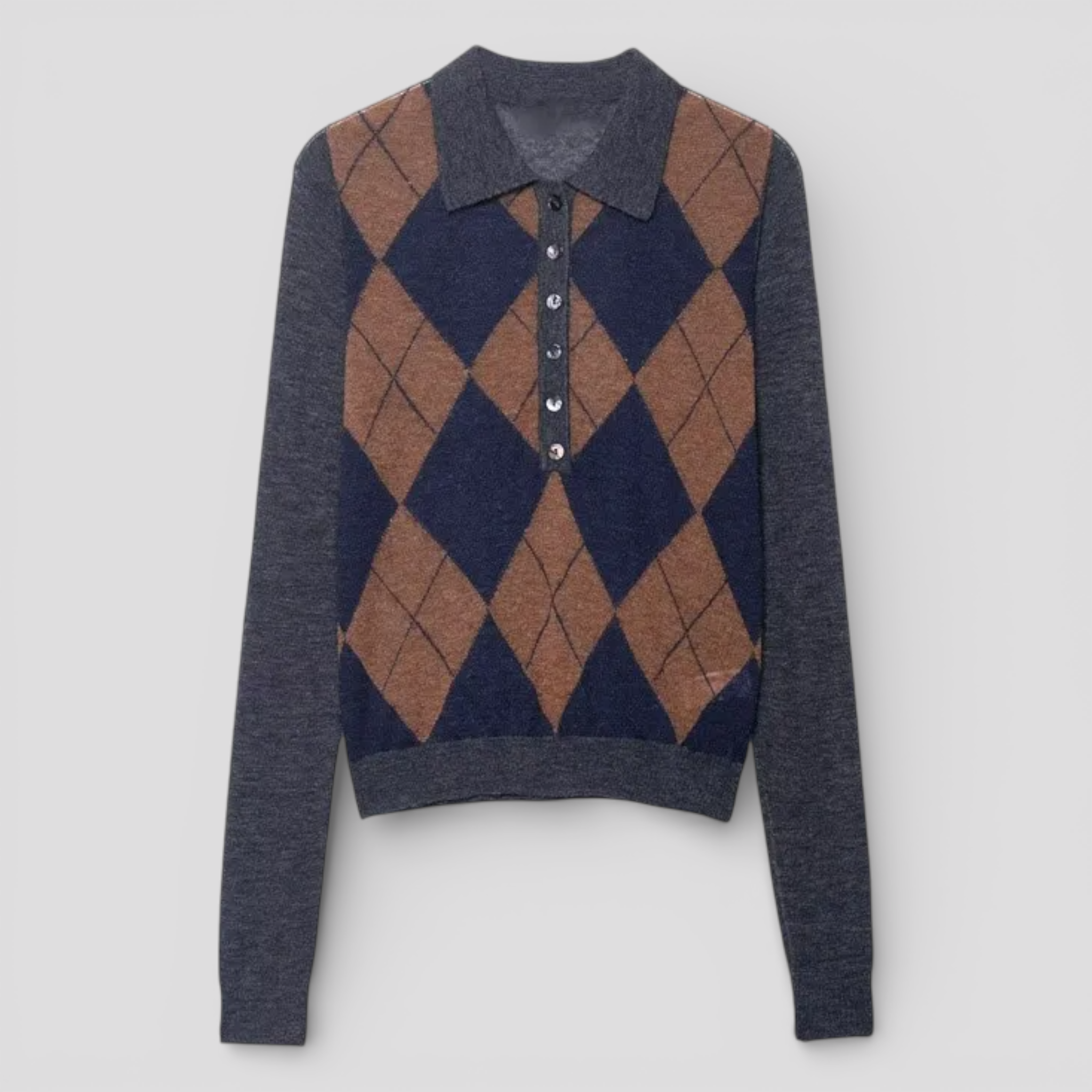 T-shirts et débardeurs : Polo Femme Rétro en Tricot T-shirts et débardeurs dans marron de Marche Lino